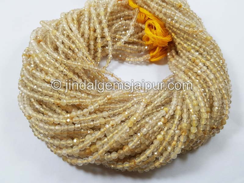Golden Rutile Micro Cut Round Beads